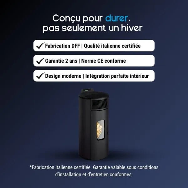 Avantages du poêle à pellets Lorena 9 kW noir