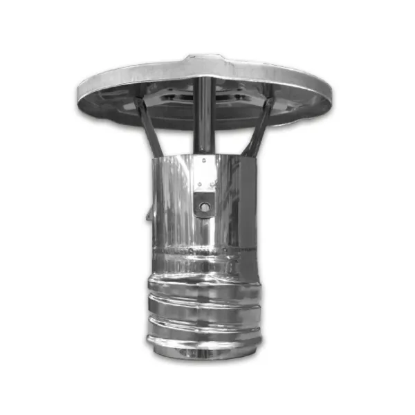 Chapeau de cheminée inox 100 mm avec fixation vissée et déflecteur conique anti-refoulement