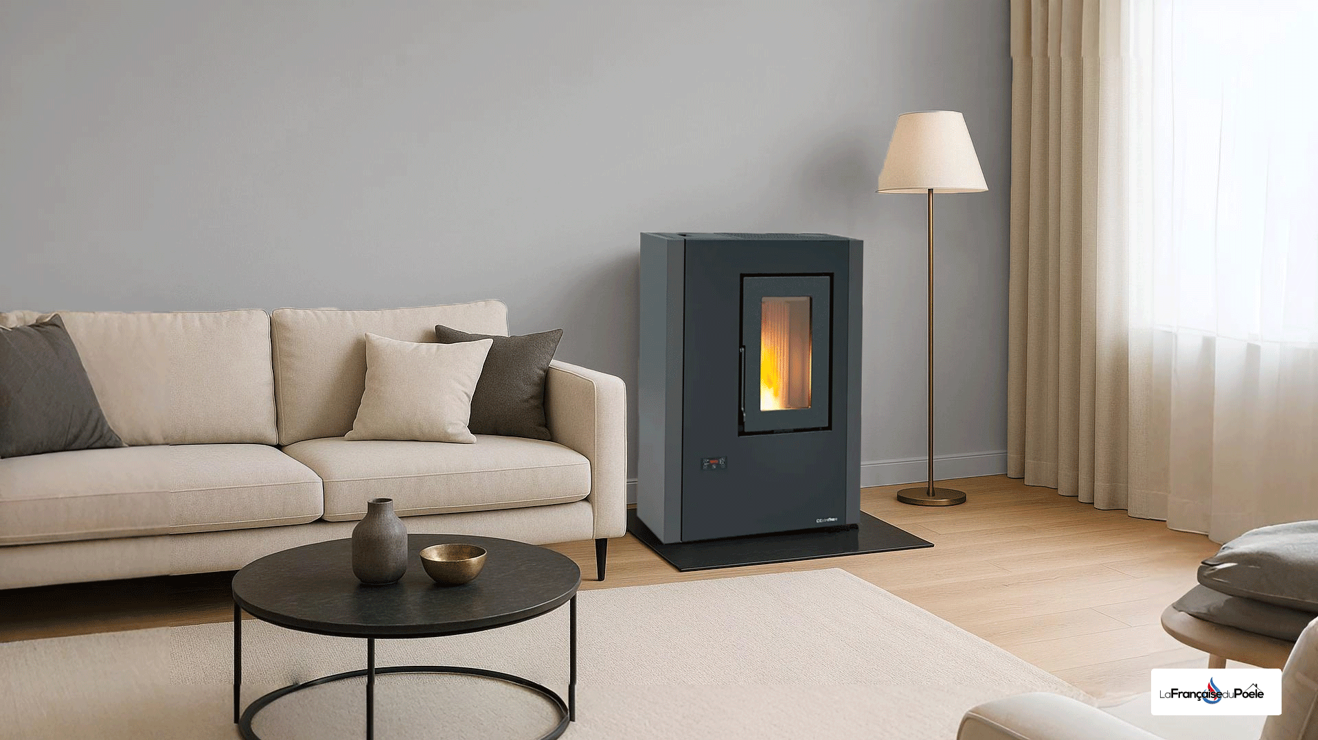 Dimensions du poêle à granulés Extraflame Luisella 5.0 Maxi slim 639 x 892 x 290 mm