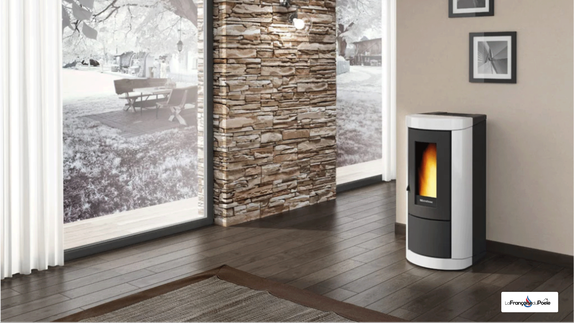 Dimensions du poêle à pellet 9 kW Extraflame Mietta Evo 496 x 1073 x 579 mm